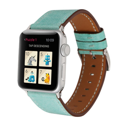 For Apple Watch Ultra 49mm&Watch Ultra 2 49mm / Series 10 46mm / 9&8&7 45mm / SE 3&SE 2&6&SE&5&4 44mm / 3&2&1 42mm Fresh Style Genuine Leather Watch Band(Green) by bashfashion