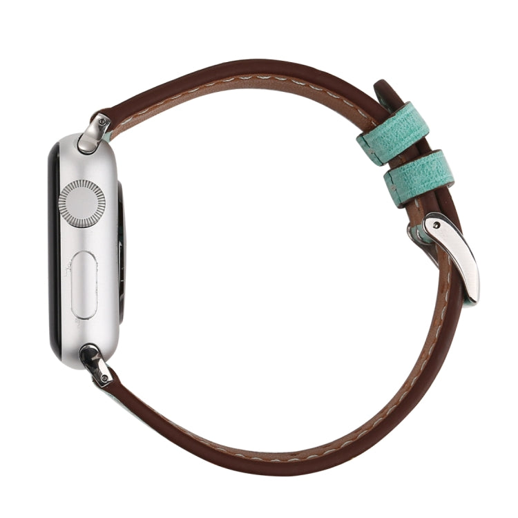 For Apple Watch Ultra 49mm&Watch Ultra 2 49mm / Series 10 46mm / 9&8&7 45mm / SE 3&SE 2&6&SE&5&4 44mm / 3&2&1 42mm Fresh Style Genuine Leather Watch Band(Green) by bashfashion