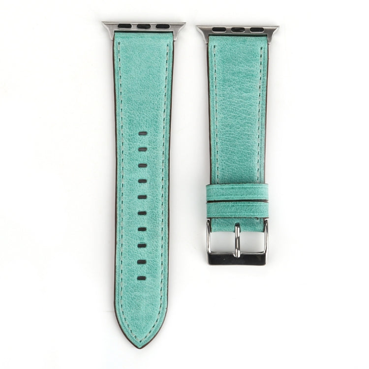 For Apple Watch Ultra 49mm&Watch Ultra 2 49mm / Series 10 46mm / 9&8&7 45mm / SE 3&SE 2&6&SE&5&4 44mm / 3&2&1 42mm Fresh Style Genuine Leather Watch Band(Green) by bashfashion
