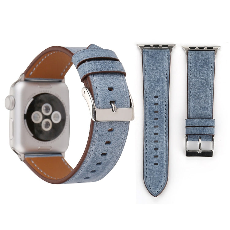 For Apple Watch Ultra 49mm&Watch Ultra 2 49mm / Series 10 46mm / 9&8&7 45mm / SE 3&SE 2&6&SE&5&4 44mm / 3&2&1 42mm Fresh Style Genuine Leather Watch Band(Blue) by bashfashion