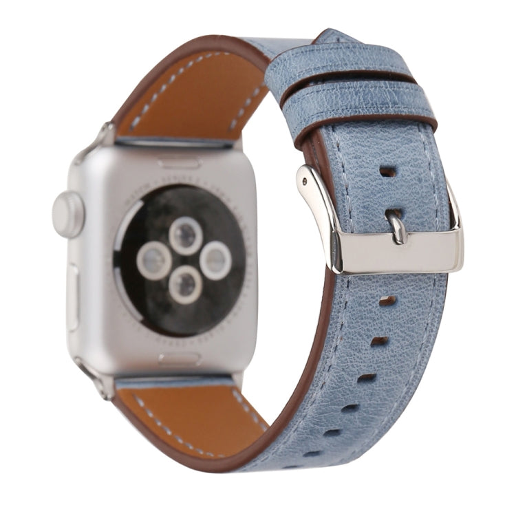 For Apple Watch Ultra 49mm&Watch Ultra 2 49mm / Series 10 46mm / 9&8&7 45mm / SE 3&SE 2&6&SE&5&4 44mm / 3&2&1 42mm Fresh Style Genuine Leather Watch Band(Blue) by bashfashion