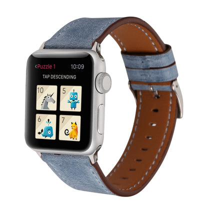 For Apple Watch Ultra 49mm&Watch Ultra 2 49mm / Series 10 46mm / 9&8&7 45mm / SE 3&SE 2&6&SE&5&4 44mm / 3&2&1 42mm Fresh Style Genuine Leather Watch Band(Blue) by bashfashion