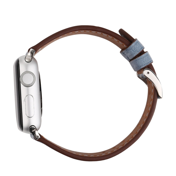 For Apple Watch Ultra 49mm&Watch Ultra 2 49mm / Series 10 46mm / 9&8&7 45mm / SE 3&SE 2&6&SE&5&4 44mm / 3&2&1 42mm Fresh Style Genuine Leather Watch Band(Blue) by bashfashion
