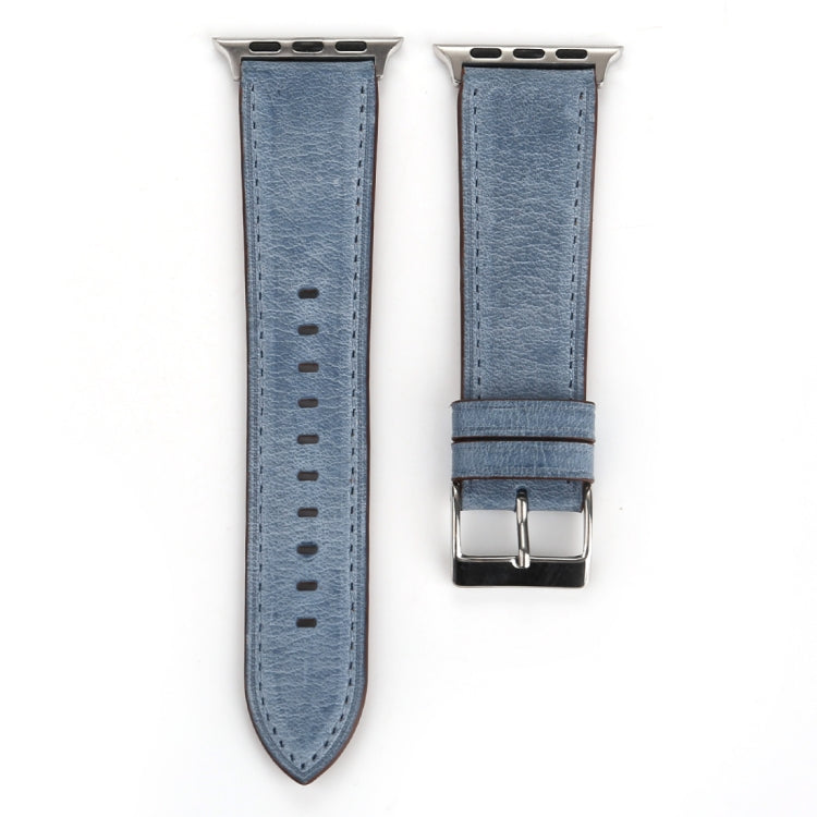 For Apple Watch Ultra 49mm&Watch Ultra 2 49mm / Series 10 46mm / 9&8&7 45mm / SE 3&SE 2&6&SE&5&4 44mm / 3&2&1 42mm Fresh Style Genuine Leather Watch Band(Blue) by bashfashion