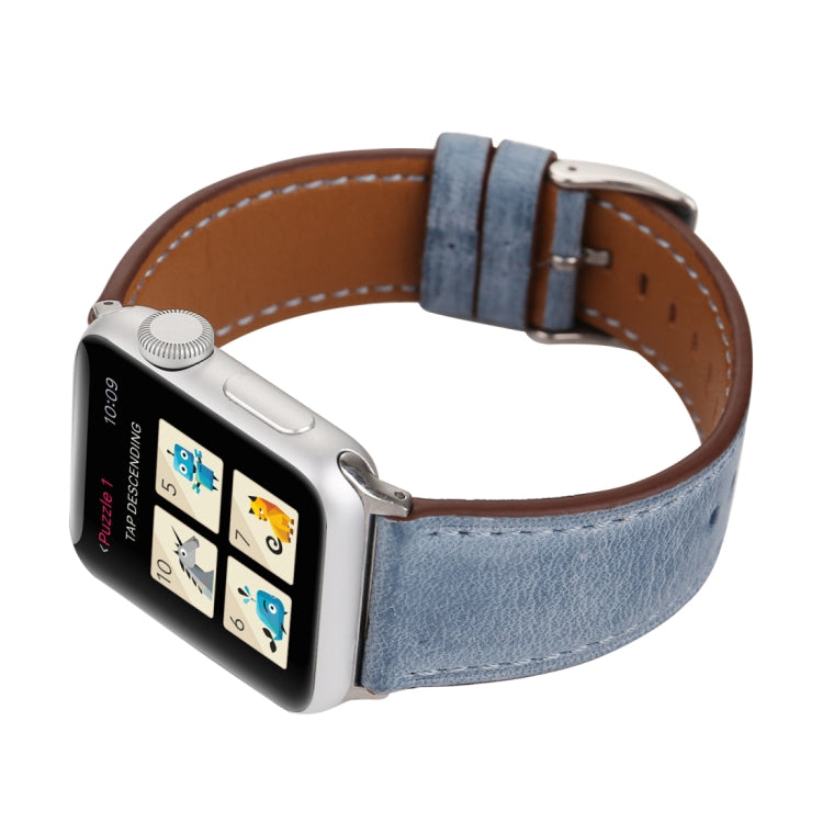 For Apple Watch Ultra 49mm&Watch Ultra 2 49mm / Series 10 46mm / 9&8&7 45mm / SE 3&SE 2&6&SE&5&4 44mm / 3&2&1 42mm Fresh Style Genuine Leather Watch Band(Blue) by bashfashion