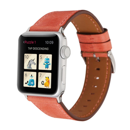 For Apple Watch Ultra 49mm&Watch Ultra 2 49mm / Series 10 46mm / 9&8&7 45mm / SE 3&SE 2&6&SE&5&4 44mm / 3&2&1 42mm Fresh Style Genuine Leather Watch Band(Red) by bashfashion