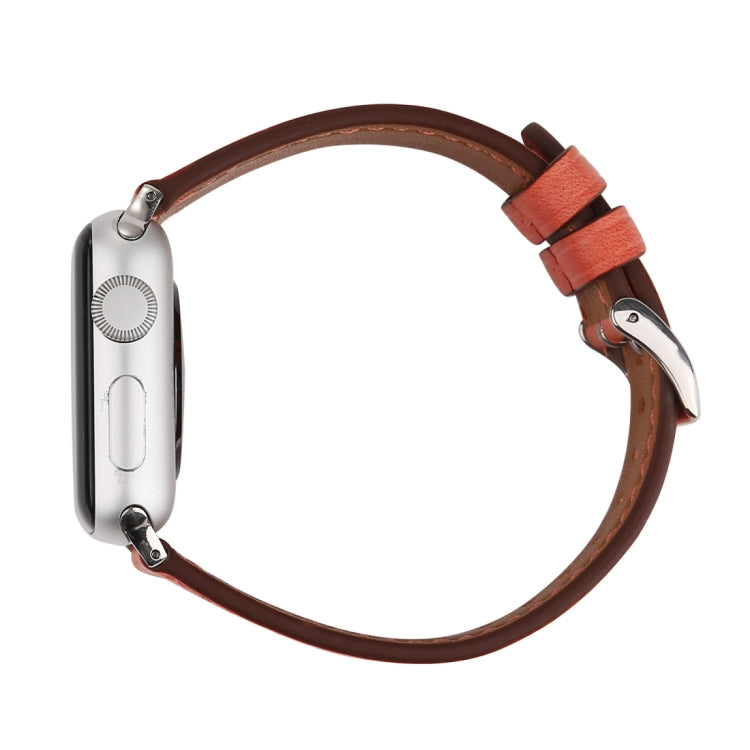 For Apple Watch Ultra 49mm&Watch Ultra 2 49mm / Series 10 46mm / 9&8&7 45mm / SE 3&SE 2&6&SE&5&4 44mm / 3&2&1 42mm Fresh Style Genuine Leather Watch Band(Red) by bashfashion