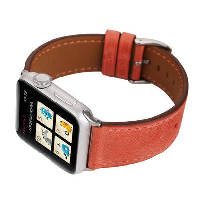 For Apple Watch Ultra 49mm&Watch Ultra 2 49mm / Series 10 46mm / 9&8&7 45mm / SE 3&SE 2&6&SE&5&4 44mm / 3&2&1 42mm Fresh Style Genuine Leather Watch Band(Red) by bashfashion