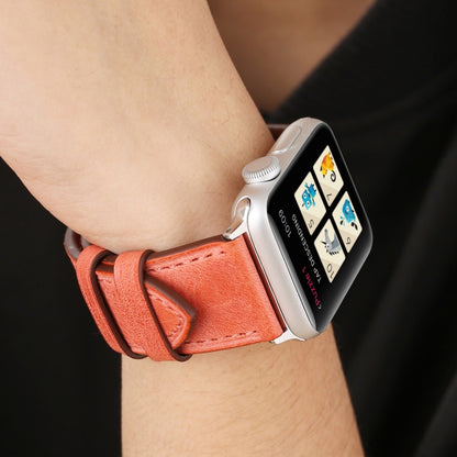 For Apple Watch Ultra 49mm&Watch Ultra 2 49mm / Series 10 46mm / 9&8&7 45mm / SE 3&SE 2&6&SE&5&4 44mm / 3&2&1 42mm Fresh Style Genuine Leather Watch Band(Red) by bashfashion