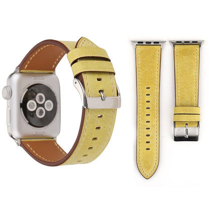For Apple Watch Ultra 49mm&Watch Ultra 2 49mm / Series 10 46mm / 9&8&7 45mm / SE 3&SE 2&6&SE&5&4 44mm / 3&2&1 42mm Fresh Style Genuine Leather Watch Band(Yellow) by bashfashion