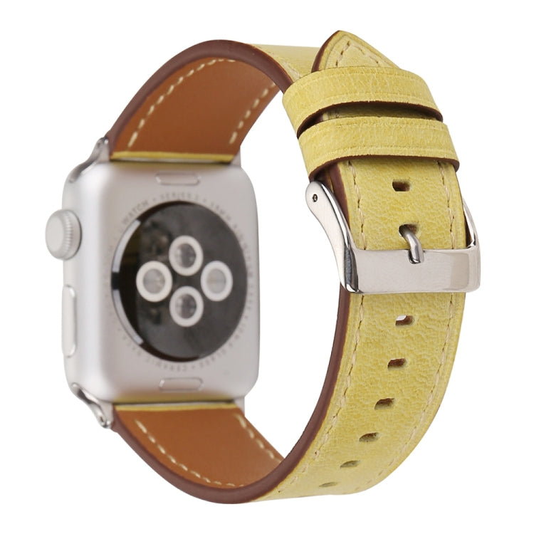 For Apple Watch Ultra 49mm&Watch Ultra 2 49mm / Series 10 46mm / 9&8&7 45mm / SE 3&SE 2&6&SE&5&4 44mm / 3&2&1 42mm Fresh Style Genuine Leather Watch Band(Yellow) by bashfashion