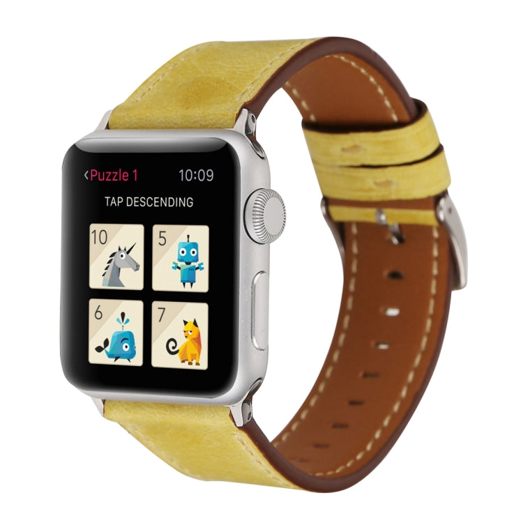 For Apple Watch Ultra 49mm&Watch Ultra 2 49mm / Series 10 46mm / 9&8&7 45mm / SE 3&SE 2&6&SE&5&4 44mm / 3&2&1 42mm Fresh Style Genuine Leather Watch Band(Yellow) by bashfashion