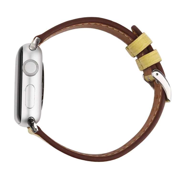 For Apple Watch Ultra 49mm&Watch Ultra 2 49mm / Series 10 46mm / 9&8&7 45mm / SE 3&SE 2&6&SE&5&4 44mm / 3&2&1 42mm Fresh Style Genuine Leather Watch Band(Yellow) by bashfashion