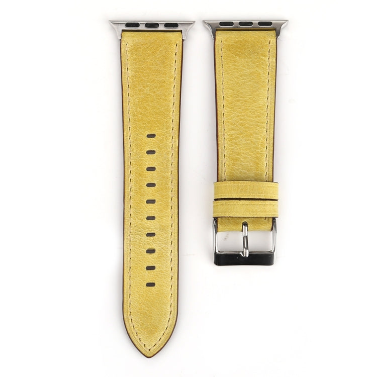 For Apple Watch Ultra 49mm&Watch Ultra 2 49mm / Series 10 46mm / 9&8&7 45mm / SE 3&SE 2&6&SE&5&4 44mm / 3&2&1 42mm Fresh Style Genuine Leather Watch Band(Yellow) by bashfashion