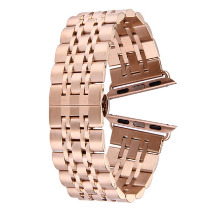 22mm Men Hidden Butterfly Buckle 7 Beads Stainless Steel Watch Band For Apple Watch 38mm(Rose Gold) by bashfashion