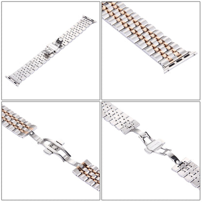 22mm Men Hidden Butterfly Buckle 7 Beads Stainless Steel Watch Band For Apple Watch 42mm by bashfashion