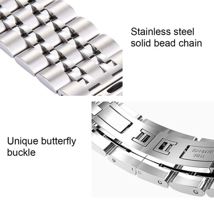 22mm Men Hidden Butterfly Buckle 7 Beads Stainless Steel Watch Band For Apple Watch 42mm(Rose Gold) by bashfashion