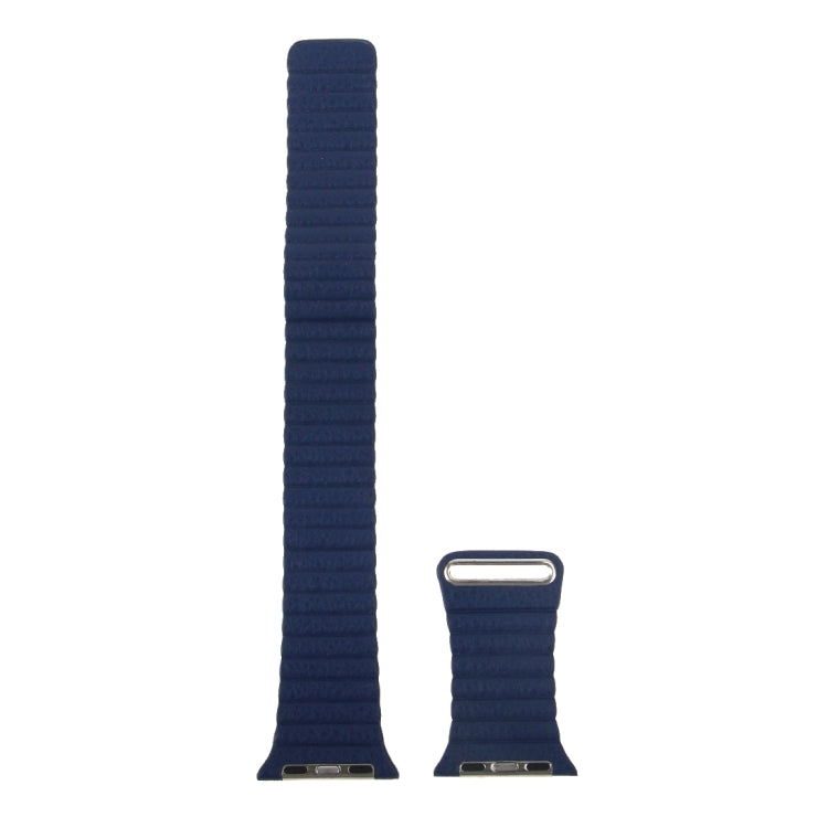 For Apple Watch 38mm Loop Magnetic Closure Clasp PU Leather Watch Band(Dark Blue) by bashfashion