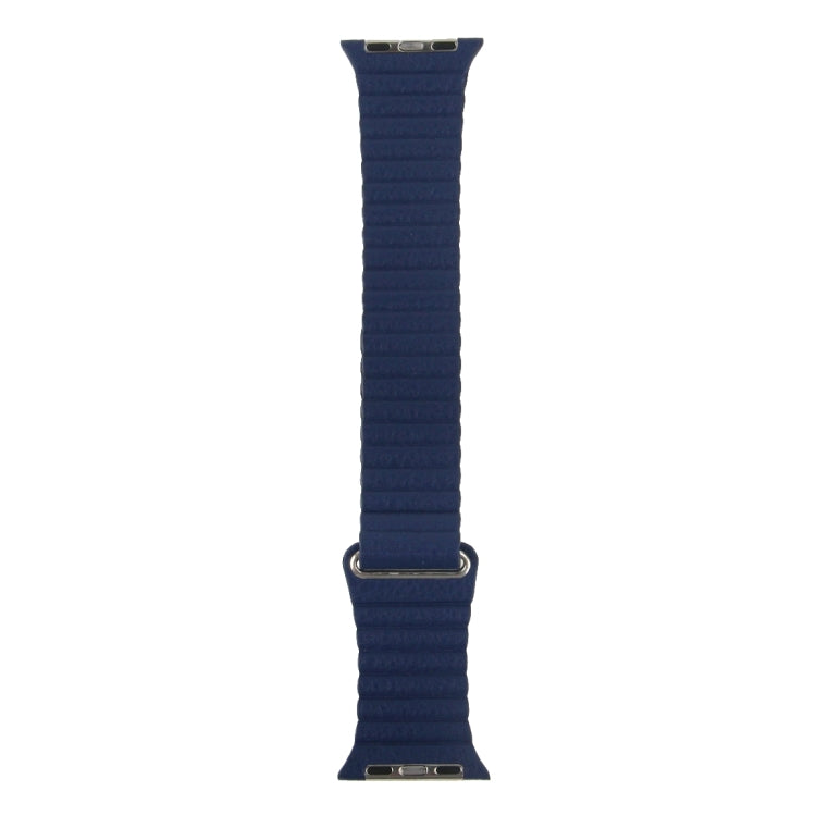 For Apple Watch 38mm Loop Magnetic Closure Clasp PU Leather Watch Band(Dark Blue) by bashfashion