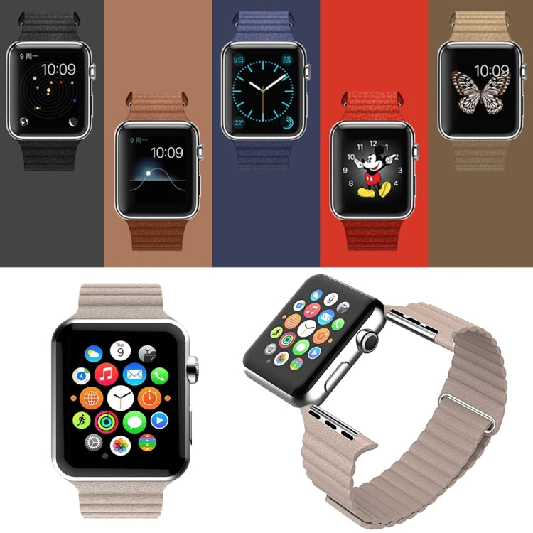For Apple Watch 38mm Loop Magnetic Closure Clasp PU Leather Watch Band(Dark Blue) by bashfashion