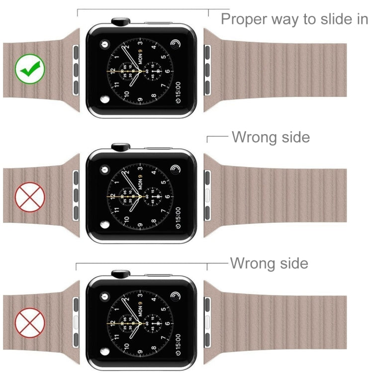 For Apple Watch 38mm Loop Magnetic Closure Clasp PU Leather Watch Band(Dark Blue) by bashfashion