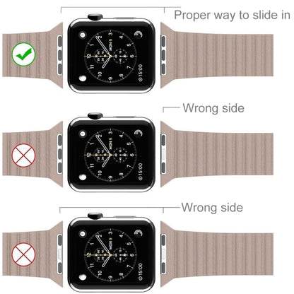 For Apple Watch 38mm Loop Magnetic Closure Clasp PU Leather Watch Band(Dark Blue) by bashfashion