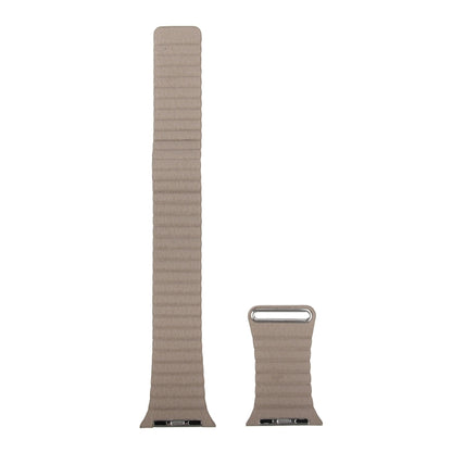 For Apple Watch 38mm Loop Magnetic Closure Clasp PU Leather Watch Band(Khaki) by bashfashion