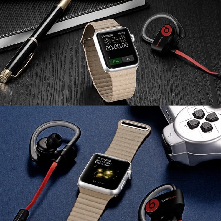 For Apple Watch 38mm Loop Magnetic Closure Clasp PU Leather Watch Band(Khaki) by bashfashion