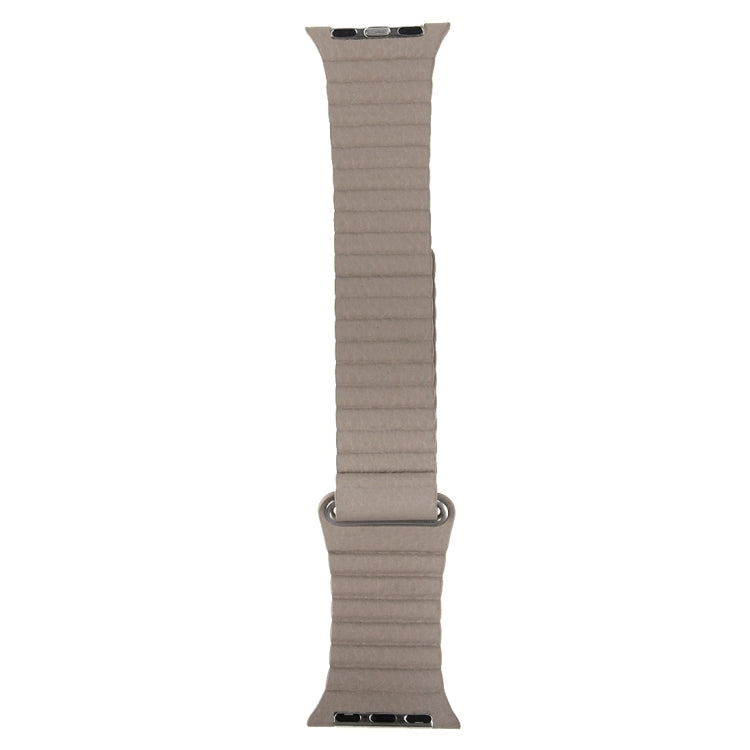 For Apple Watch 38mm Loop Magnetic Closure Clasp PU Leather Watch Band(Khaki) by bashfashion