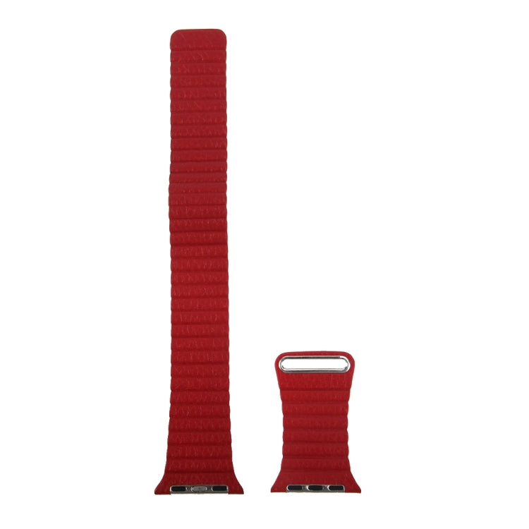 For Apple Watch 38mm Loop Magnetic Closure Clasp PU Leather Watch Band(Red) by bashfashion