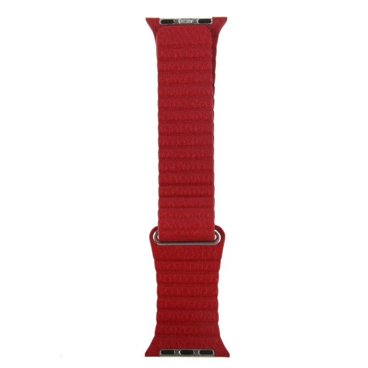 For Apple Watch 38mm Loop Magnetic Closure Clasp PU Leather Watch Band(Red) by bashfashion