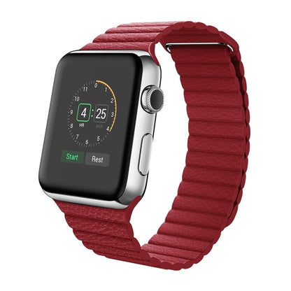 For Apple Watch 38mm Loop Magnetic Closure Clasp PU Leather Watch Band(Red) by bashfashion