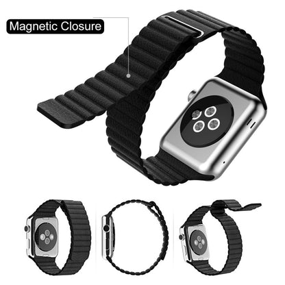 For Apple Watch 38mm Loop Magnetic Closure Clasp PU Leather Watch Band(Red) by bashfashion