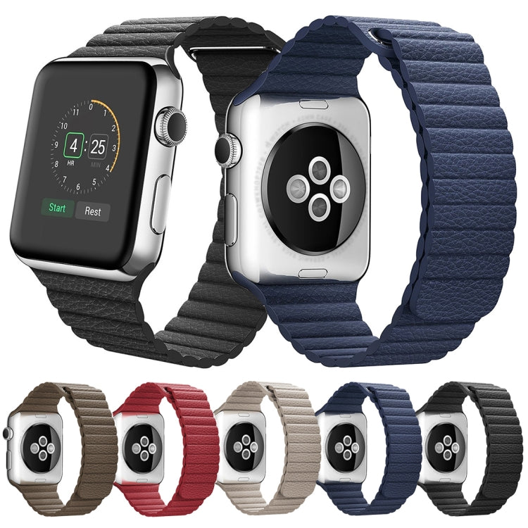 For Apple Watch 38mm Loop Magnetic Closure Clasp PU Leather Watch Band(Dark Blue) by bashfashion