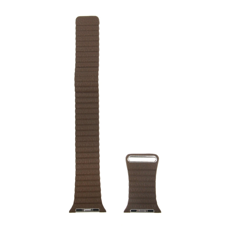 For Apple Watch 42mm Loop Magnetic Closure Clasp PU Leather Watch Band(Brown) by bashfashion