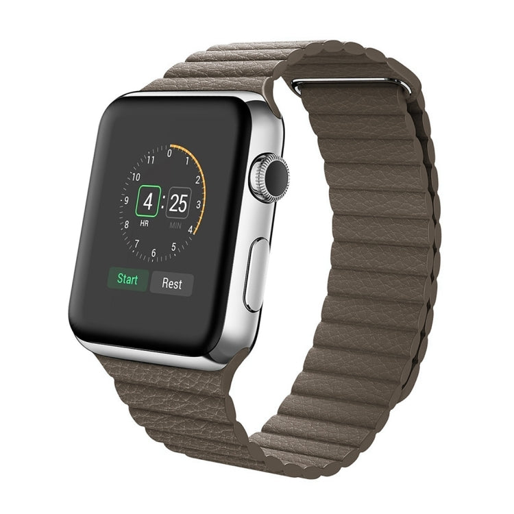 For Apple Watch 42mm Loop Magnetic Closure Clasp PU Leather Watch Band(Brown) by bashfashion