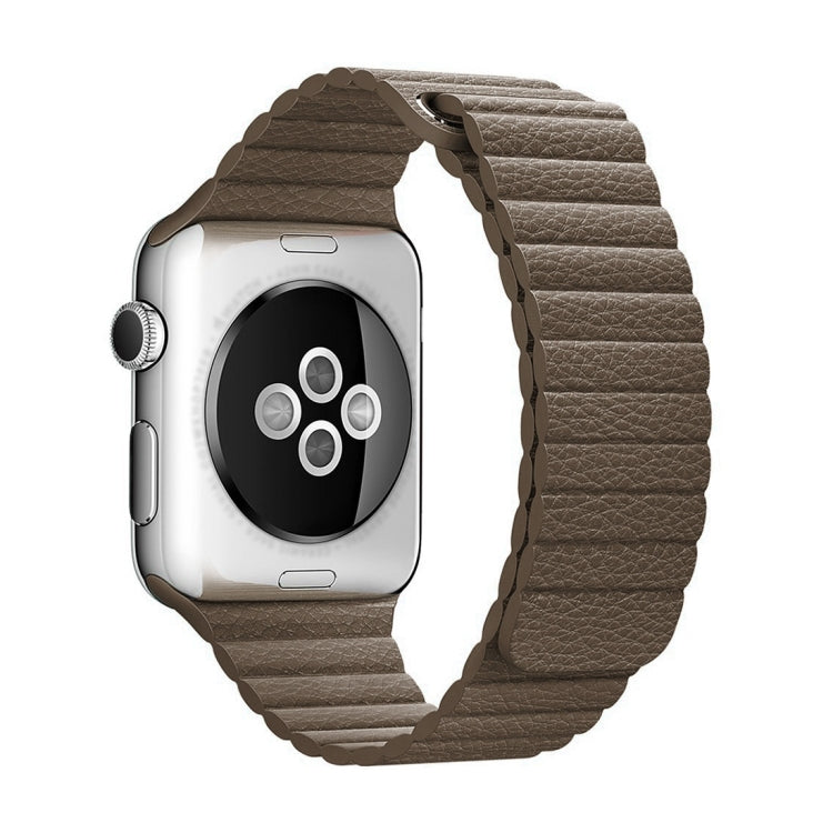 For Apple Watch 42mm Loop Magnetic Closure Clasp PU Leather Watch Band(Brown) by bashfashion