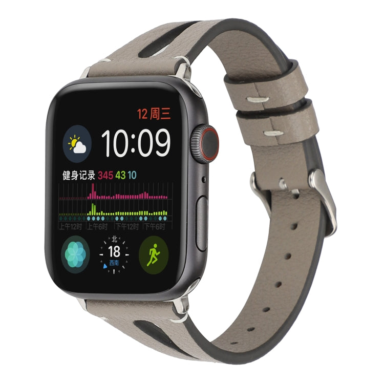 Simple V-shaped Leather Watch Band for Apple Watch Series 7 45mm / 6 & SE & 5 & 4 44mm / 3 & 2 & 1 42mm(Grey) by bashfashion