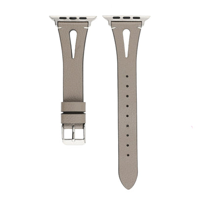 Simple V-shaped Leather Watch Band for Apple Watch Series 7 45mm / 6 & SE & 5 & 4 44mm / 3 & 2 & 1 42mm(Grey) by bashfashion