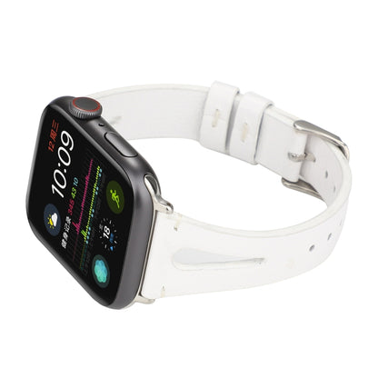 Simple V-shaped Leather Watch Band for Apple Watch Ultra 49mm&Watch Ultra 2 49mm / Series 10 46mm / 9&8&7 45mm / SE 3&SE 2&6&SE&5&4 44mm / 3&2&1 42mm(White) by bashfashion