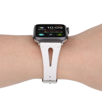 Simple V-shaped Leather Watch Band for Apple Watch Ultra 49mm&Watch Ultra 2 49mm / Series 10 46mm / 9&8&7 45mm / SE 3&SE 2&6&SE&5&4 44mm / 3&2&1 42mm(White) by bashfashion