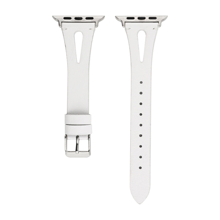 Simple V-shaped Leather Watch Band for Apple Watch Ultra 49mm&Watch Ultra 2 49mm / Series 10 46mm / 9&8&7 45mm / SE 3&SE 2&6&SE&5&4 44mm / 3&2&1 42mm(White) by bashfashion