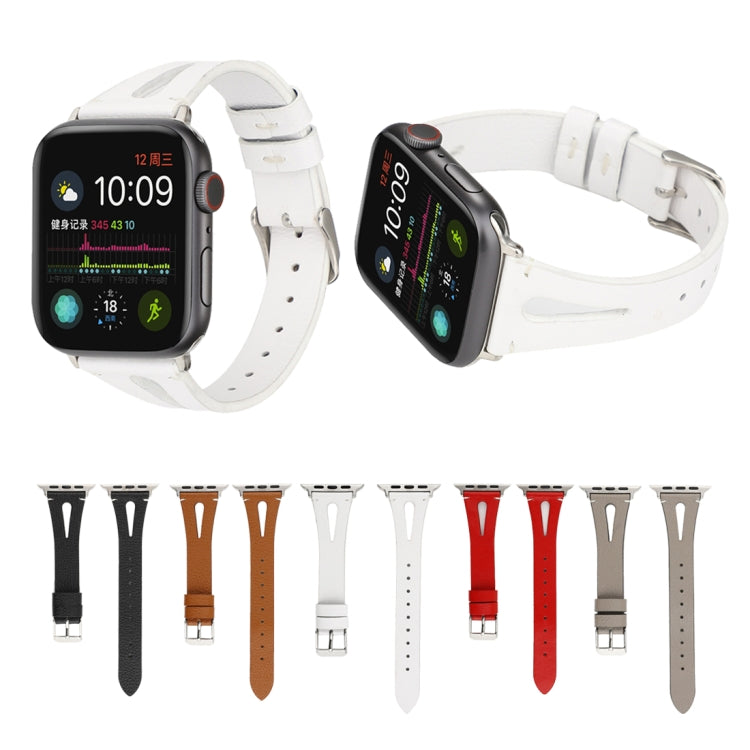 Simple V-shaped Leather Watch Band for Apple Watch Ultra 49mm&Watch Ultra 2 49mm / Series 10 46mm / 9&8&7 45mm / SE 3&SE 2&6&SE&5&4 44mm / 3&2&1 42mm(White) by bashfashion