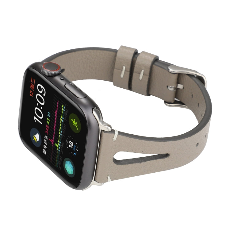 Simple V-shaped Leather Watch Band for Apple Watch Series 7 41mm / 6 & SE & 5 & 4 40mm / 3 & 2 & 1 38mm(Grey) by bashfashion
