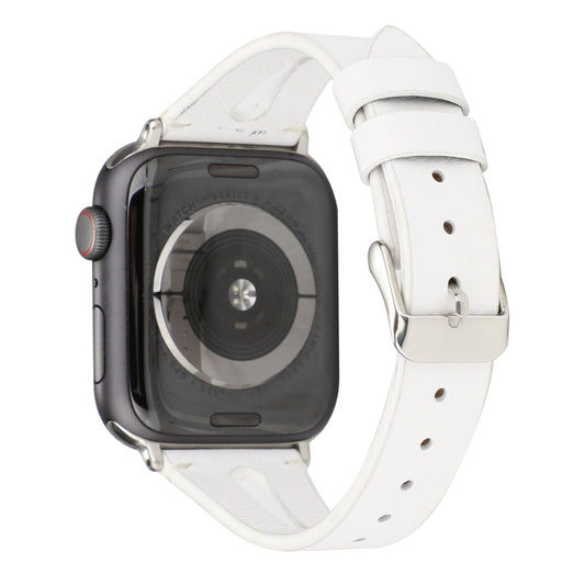 Simple V-shaped Leather Watch Band for Apple Watch Series 7 41mm / 6 & SE & 5 & 4 40mm / 3 & 2 & 1 38mm(White) by bashfashion