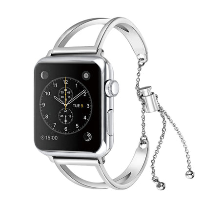 Letter V Shape Bracelet Metal Wrist Watch Band with Stainless Steel Buckle for Apple Watch Series 10 42mm / 9&8&7 41mm / SE 3&SE 2&6&SE&5&4 40mm / 3&2&1 38mm(Silver) by bashfashion