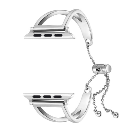 Letter V Shape Bracelet Metal Wrist Watch Band with Stainless Steel Buckle for Apple Watch Series 10 42mm / 9&8&7 41mm / SE 3&SE 2&6&SE&5&4 40mm / 3&2&1 38mm(Silver) by bashfashion