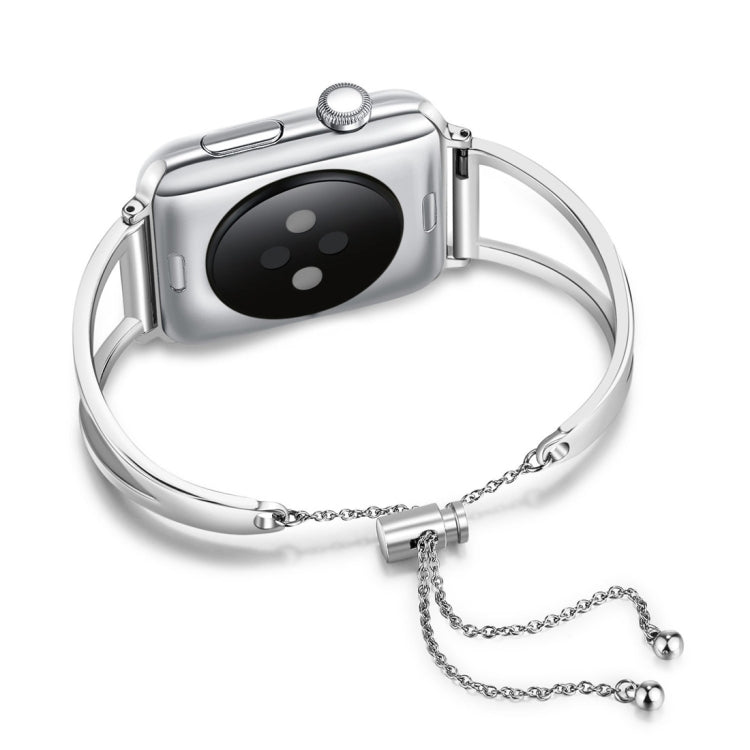 Letter V Shape Bracelet Metal Wrist Watch Band with Stainless Steel Buckle for Apple Watch Series 10 42mm / 9&8&7 41mm / SE 3&SE 2&6&SE&5&4 40mm / 3&2&1 38mm(Silver) by bashfashion