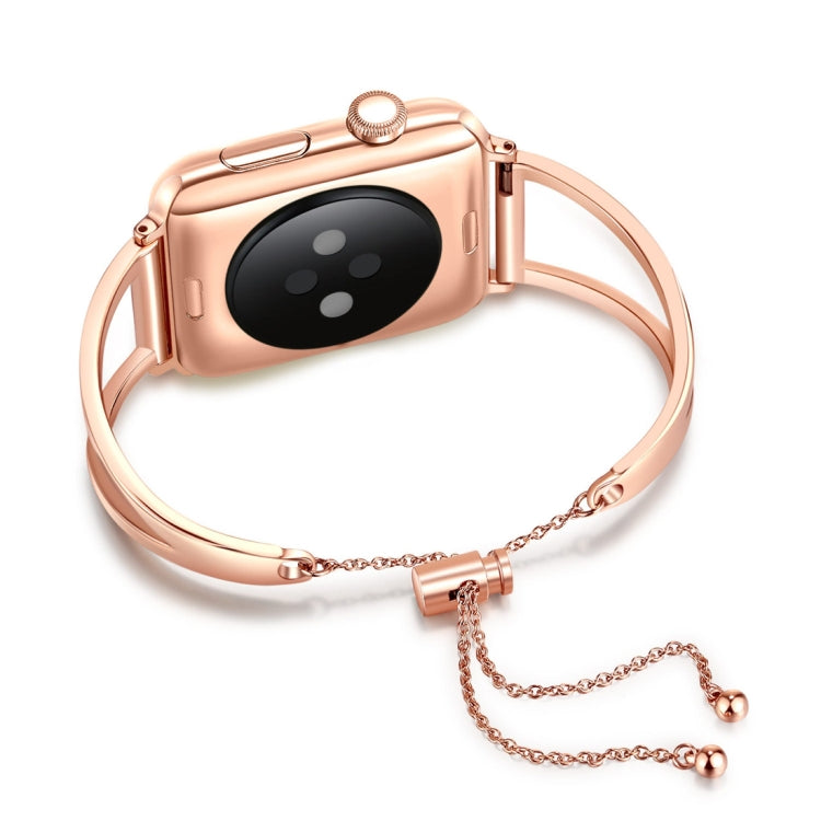 Letter V Shape Bracelet Metal Wrist Watch Band with Stainless Steel Buckle for Apple Watch Ultra 49mm&Watch Ultra 2 49mm / Series 10 46mm / 9&8&7 45mm / SE 3&SE 2&6&SE&5&4 44mm / 3&2&1 42mm(Rose Gold) by bashfashion