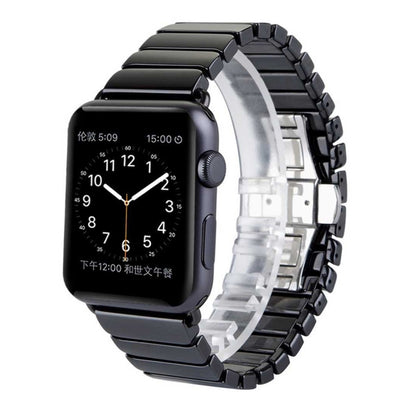 For Apple Watch Ultra 49mm&Watch Ultra 2 49mm / Series 10 46mm / 9&8&7 45mm / SE 3&SE 2&6&SE&5&4 44mm / 3&2&1 42mm Delicate Ceramics Wrist Watch Band(Black) by bashfashion